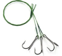 Стальной поводок с двойным крючком Namazu leader 1x7 nylon coated green, d-0.39 мм, l-20 см 7826 do N-LS39-20D1/0L