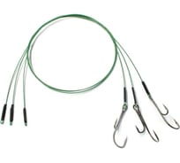 Стальной поводок с живцовым крючком Namazu leader 1x7 nylon coated green, d-0.48 мм, l-40 см 4715 d N-LS48-40DR2/0L