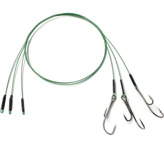Стальной поводок с живцовым крючком Namazu leader 1x7 nylon coated green, d-0.48 мм, l-40 см 4715 d N-LS48-40DR2/0L 1