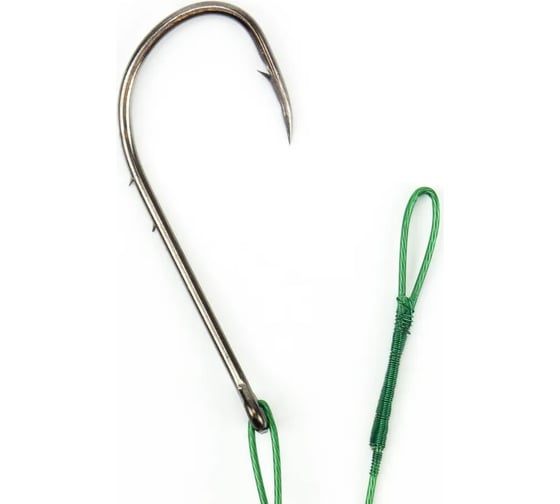 Стальной поводок с одинарным крючком Namazu leader 1x7 nylon coated green, d-0,48 мм, l-50 см 92247 N-LS48-50BH3/0L 1