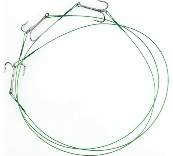 Стальной поводок с тройным крючком Namazu leader 1x7 nylon coated green, d-0.48 мм, l-40 см 35647 r N-LS48-40TR1L
