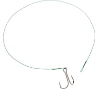 Стальной поводок с двойным крючком Namazu leader 1x7 nylon coated green, d-0.48 мм, l-50 см 7826 do N-LS48-50D3/0L