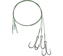 Стальной поводок с двойным крючком Namazu leader 1x7 nylon coated green, d-0.48 мм, l-50 см 7826 do N-LS48-50D3/0L