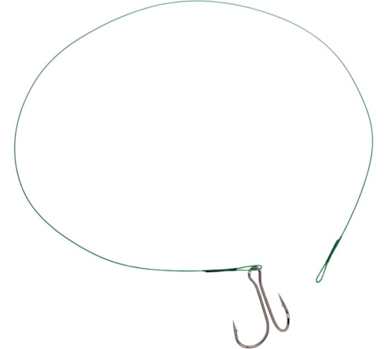 Стальной поводок с двойным крючком Namazu leader 1x7 nylon coated green, d-0.48 мм, l-50 см 7826 do N-LS48-50D3/0L