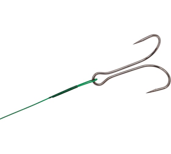 Стальной поводок с двойным крючком Namazu leader 1x7 nylon coated green, d-0.48 мм, l-50 см 7826 do N-LS48-50D3/0L