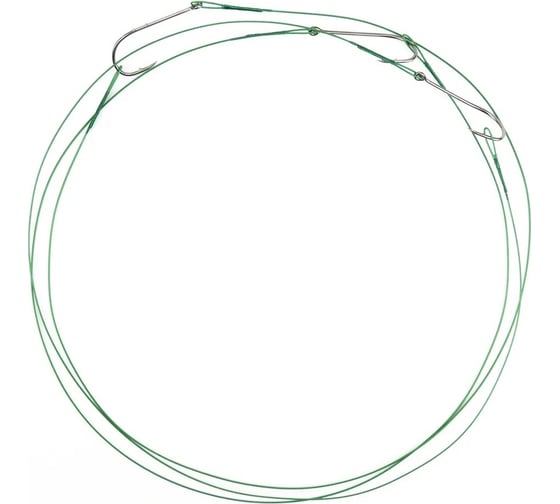 Стальной поводок с живцовым крючком Namazu leader 1x7 nylon coated green, d-0,48 мм, l-50 см 4715 d N-LS48-50DR2/0L 1