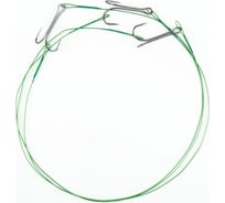 Стальной поводок с двойным крючком Namazu leader 1x7 nylon coated green, d-0.42 мм, l-40 см 7826 do N-LS42-40D1/0L