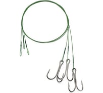 Стальной поводок с двойным крючком Namazu leader 1x7 nylon coated green, d-0.42 мм, l-20 см 7826 do N-LS42-20D2/0L
