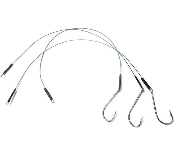 Стальной поводок с одинарным крючком Namazu leader 1x7 nylon coated green, d-0.42 мм, l-30 см 92247 N-LS42-30BH1/0L