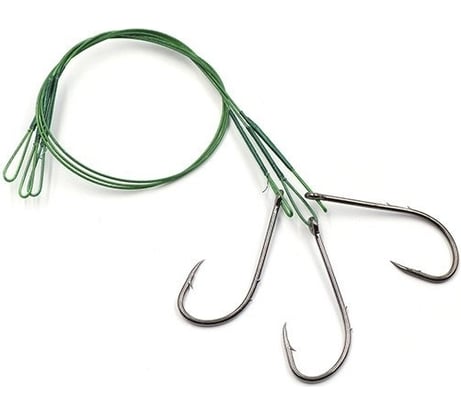 Стальной поводок с одинарным крючком Namazu leader 1x7 nylon coated green, d-0.33 мм, l-30 см 92247 N-LS33-30BH1L