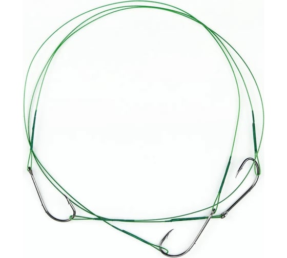 Стальной поводок с одинарным крючком Namazu leader 1x7 nylon coated green, d-0.33 мм, l-20 см 92247 N-LS33-20BH1L