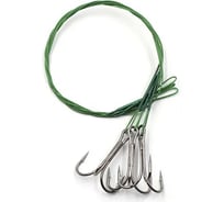 Стальной поводок с тройным крючком Namazu leader 1x7 nylon coated green, d-0.33 мм, l-30 см 35647 r N-LS33-30TR4L
