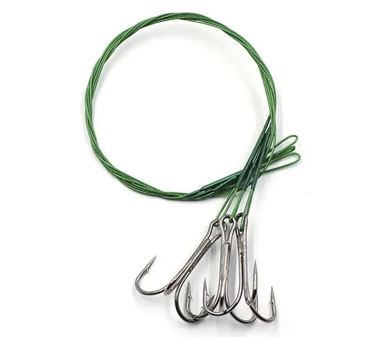 Стальной поводок с тройным крючком Namazu leader 1x7 nylon coated green, d-0.33 мм, l-30 см 35647 r N-LS33-30TR4L 1