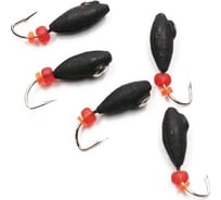 Мормышка ЯМАН вольфовсинка с коронкой из никеля, d-3 мм, вес 0.6 г, бисер и кембрик, красный Я-МР1291