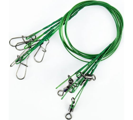 Стальной поводок Namazu leader 1x7 nylon coated green, d-0.30 мм, l-30 см, test 11 кг, 5 шт N-17LSG30-30L 1