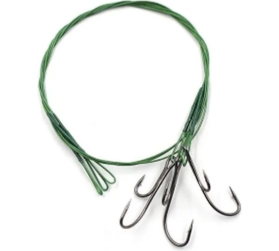 Стальной поводок с живцовым крючком Namazu leader 1x7 nylon coated green, d-0.33 мм, l-30 см 4715 d N-LS33-30DR2L 1