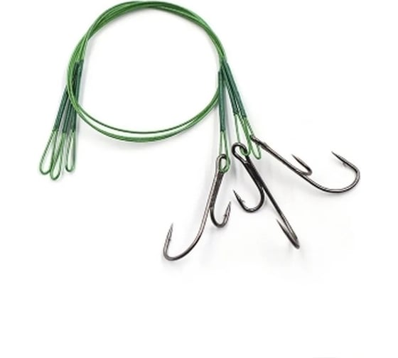 Стальной поводок с живцовым крючком Namazu leader 1x7 nylon coated green, d-0.33 мм, l-20 см 4715 d N-LS33-20DR2L 1