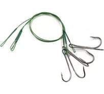 Стальной поводок с двойным крючком Namazu leader 1x7 nylon coated green, d-0.33 мм, l-20 см 7826 do N-LS33-20D1L