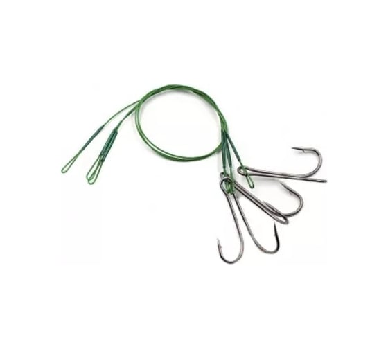 Стальной поводок с двойным крючком Namazu leader 1x7 nylon coated green, d-0.33 мм, l-20 см 7826 do N-LS33-20D1L 1