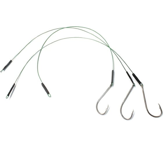 Стальной поводок с одинарным крючком Namazu leader 1x7 nylon coated green, d-0.42 мм, l-20 см 92247 N-LS42-20BH2/0L 1