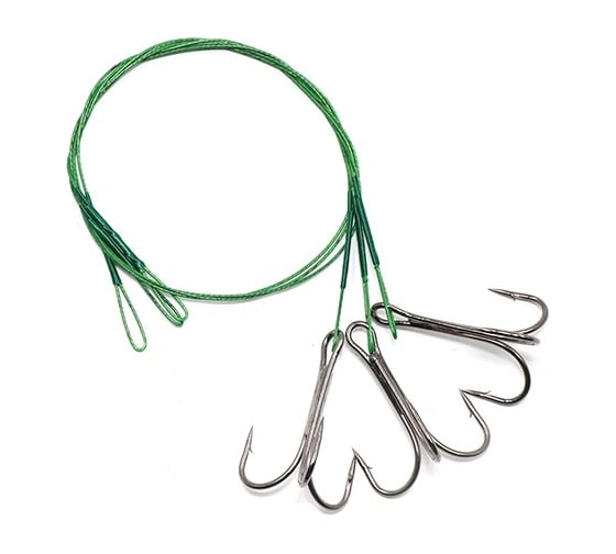 Стальной поводок с тройным крючком Namazu leader 1x7 nylon coated green, d-0.42 мм, l-30 см 35647 r N-LS42-30TR1L
