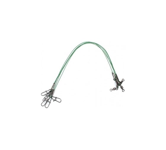 Стальной поводок Namazu leader 1x7 nylon coated green, d-0,36 мм, l-15 см, test 16 кг, 5 шт N-17LSG36-15L 1