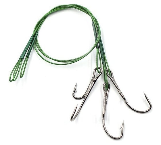 Стальной поводок с живцовым крючком Namazu leader 1x7 nylon coated green, d-0.39 мм, l-20 см 4715 d N-LS39-20DR1L