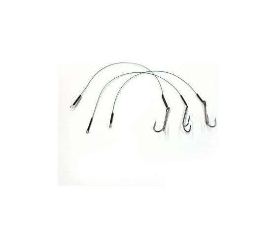 Стальной поводок с двойным крючком Namazu leader 1x7 nylon coated green, d-0.39 мм, l-30 см 7826 do N-LS39-30D1/0L 1