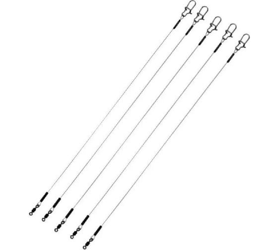 Стальной поводок Namazu leader 1x7 nylon coated, d-0.30 мм, l-15 см, test 11 кг, 5 шт N-17LSN30-15L