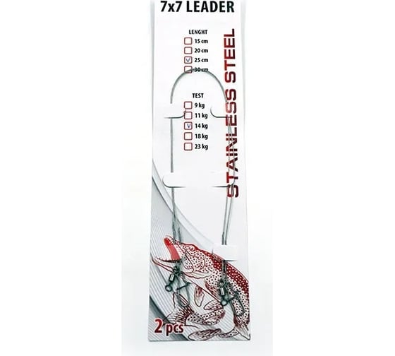 Стальной поводок Namazu leader7x7, d-0.40 мм, l-20 см, test 18 кг, 2 шт N-77LS40-20L 1