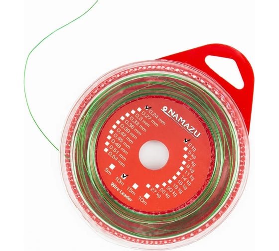 Поводковый материал Namazu 1x7, d-0.24 мм, l-10 м, зеленый N-FTAF-360 1