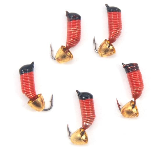 Вольфрамовая безнасадочная мормышка ЯМАН Ручейник №6, d-2,5 мм, l-8.5 мм, вес 0.90 г, колокол золото Я-МР2858 1