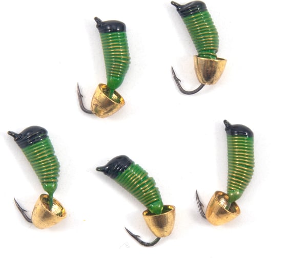 Вольфрамовая безнасадочная мормышка ЯМАН Ручейник №6, d-2,5 мм, l-8.5 мм, вес 0.90 г, колокол золото Я-МР2868 1