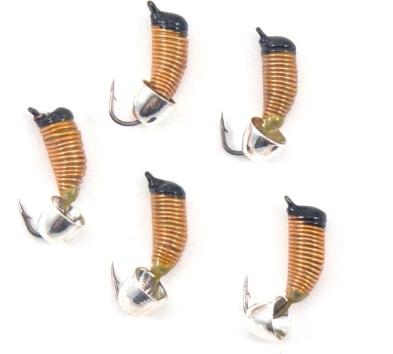 Вольфрамовая безнасадочная мормышка ЯМАН Ручейник №6, d-2,5 мм, l-8.5 мм, вес 0.90 г, колокол серебро Я-МР2862 1