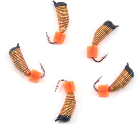 Вольфрамовая безнасадочная мормышка ЯМАН Ручейник №6, d-2,5 мм, l-8.5 мм, вес 0.80 г, красный кубик Я-МР2860 1