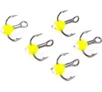 Крючок-тройник ЯМАН с каплей и глазком, размер 12 int, флуоресцентный желтый, 5 шт Я-ТКГ12ФЖ
