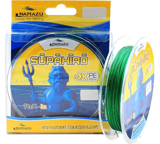 Плетеный шнур Namazu supahiro 4х, l-100 м, d-0.12 мм, test-5.5кг, болотно-зеленый NSH100-0,12 1