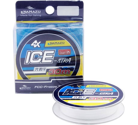Плетеный шнур ice-stra 4х, l-30 м, d-0.1 мм, test-6.8 кг, белый NIS30-0,1