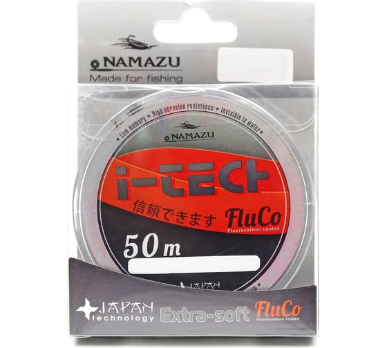 Леска Namazu i-tech fluco, l-50 м, d-0.234 мм, test-4,09 кг, прозрачная NIT50-0,234