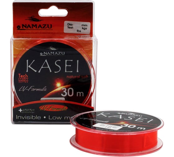 Леска Namazu kasei, l-30 м, d-0.10 мм, test-0.88 кг, красный NK30-0,10 1