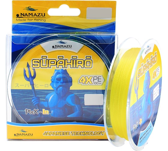 Плетеный шнур Namazu supahiro 4х, l-100 м, d-0.1 мм, test-3.6 кг, желтый NSH100-0,1Y