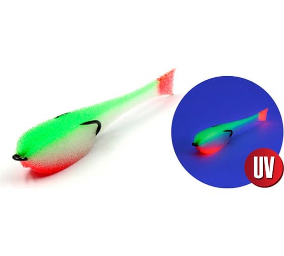 Поролоновая рыбка на двойнике ЯМАН р. 125 мм, цвет 23 uv, 5 шт. Y-P125-23