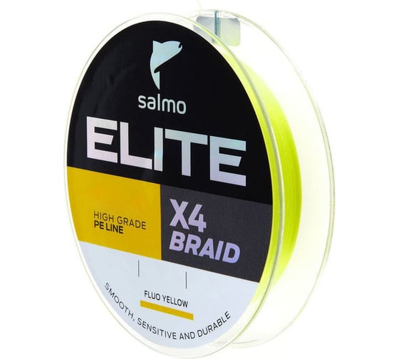 Плетеная леска SALMO Elite х4 BRAID Fluo Yellow 125/010 4951-010