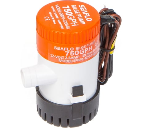 Водооткачивающая трюмная помпа SeaFlo 750 галлон/час, патрубок 19 мм, 12V SFBP1-G750-01