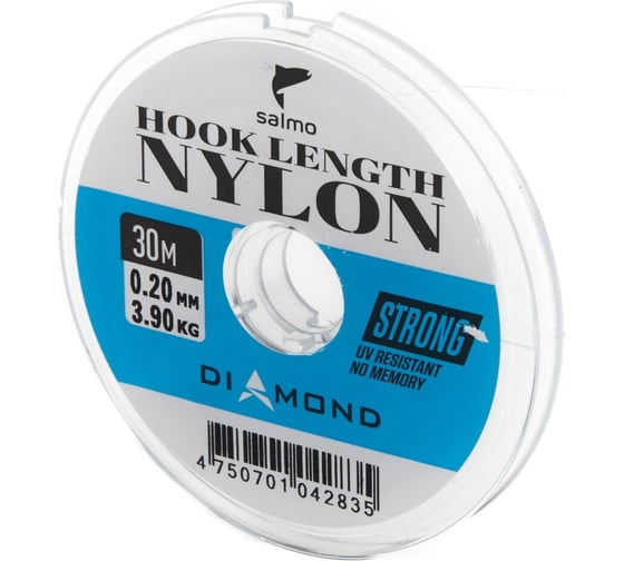 Монофильная леска Salmo Diamond HOOK LENGTH NYLON 30 м, 0.20 мм 4029-020