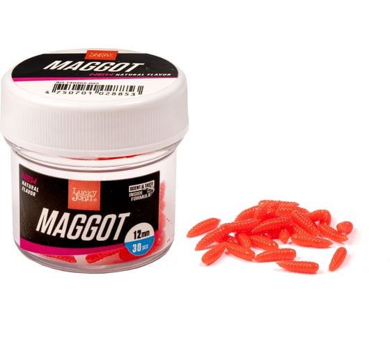 Искусственные съедобные насадки Lucky John LJ Pro Series MAGGOT RED опарыш, 12мм, 30шт 140202-002