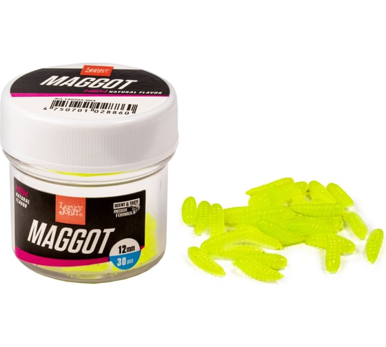 Искусственные съедобные насадки Lucky John LJ Pro Series MAGGOT GREEN опарыш, 12мм, 30шт 140202-003