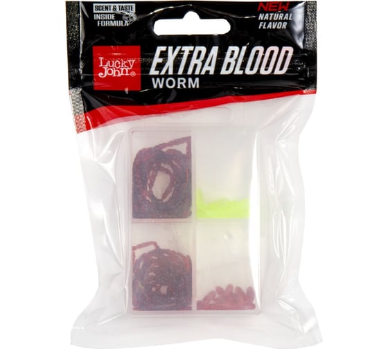 Искусственные съедобные насадки Lucky John LJ Pro Series EXTRA BLOOD WORM/MAGGOT мотыль/опарыш MIX2 240/30 шт 140201-MIX2