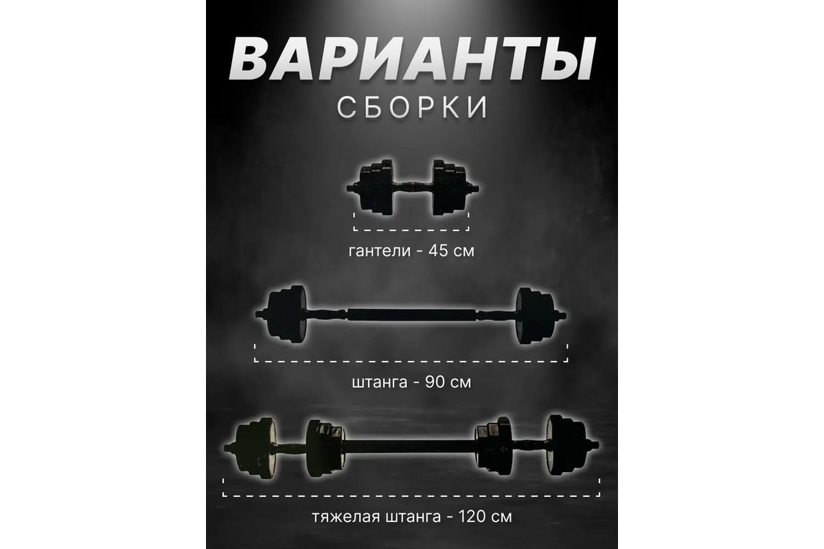 Гантели Turbosky 20 кг с грифом 8119_a - выгодная цена, отзывы,  характеристики, фото - купить в Москве и РФ