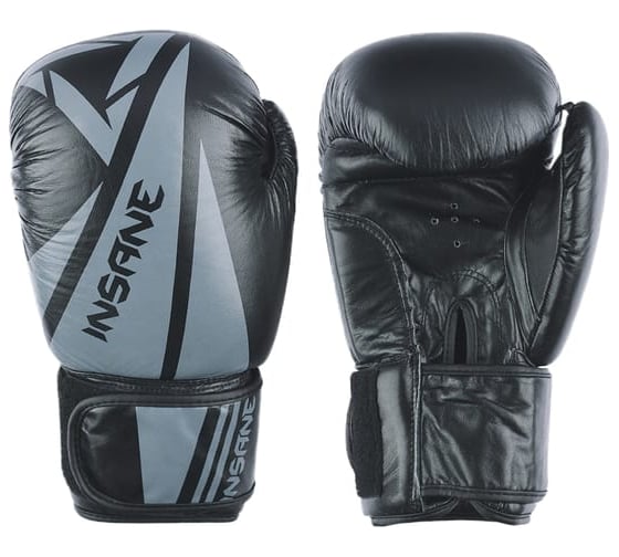 Боксерские перчатк Insane ARES IN22-BG300, кожа, черный, 10 oz УТ-00020341